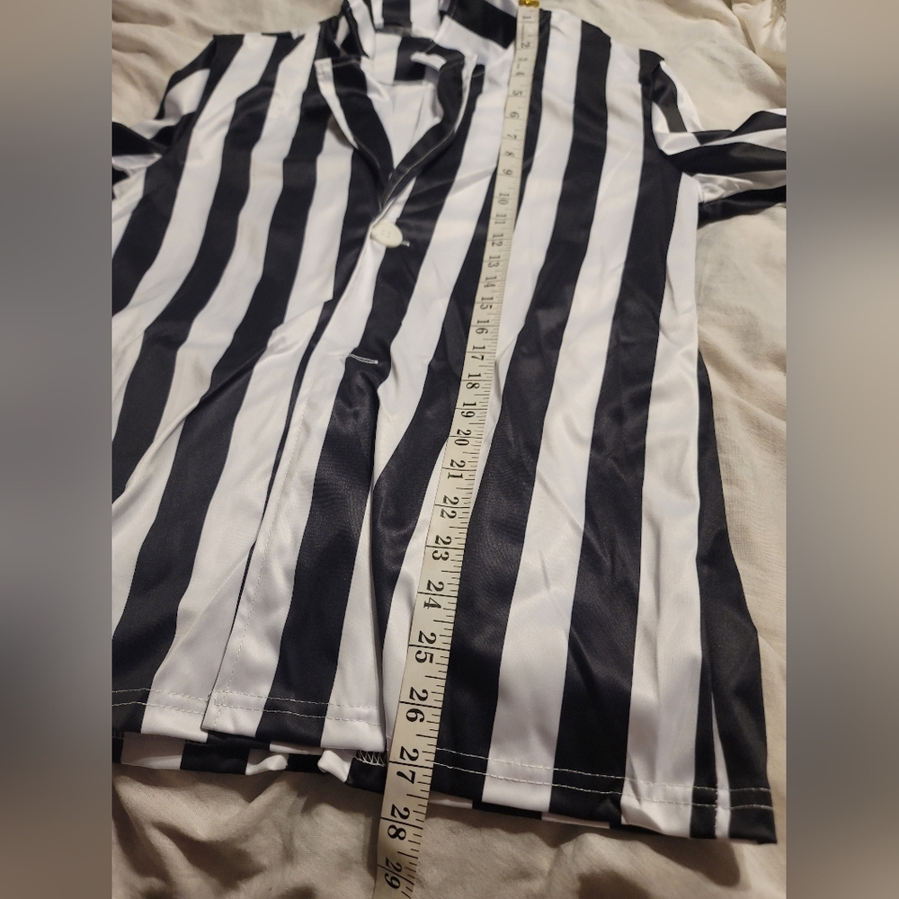 NWT 5 PC SET BLACK AND WHITE JUICE STRIPE SUIT WITH WIG - Picture 10 of 15